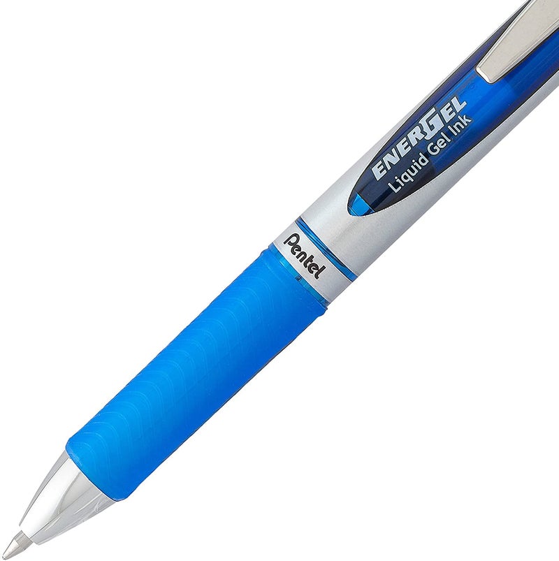 بنتل قلم جل سائل قابل للسحب من Pentel EnerGel Deluxe RTX، خط متوسط ​​0.7 مم، طرف معدني، أزرق، عبوة من 6 قطع - Image 2